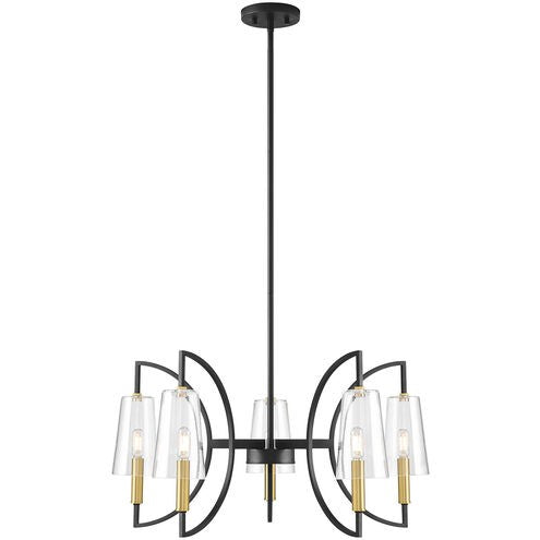 Savoy House - 1-7169-5-143 - Five Light Chandelier - Hanley - Matte Black/Warm Brass