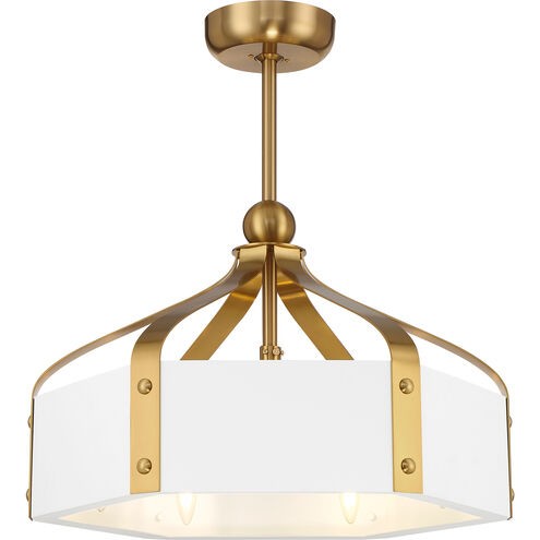 Sheffield LED Fan D'Lier White w/Warm Brass