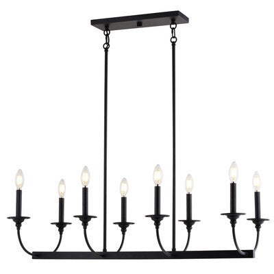Durham Eight Light Linear Chandelier Matte Black