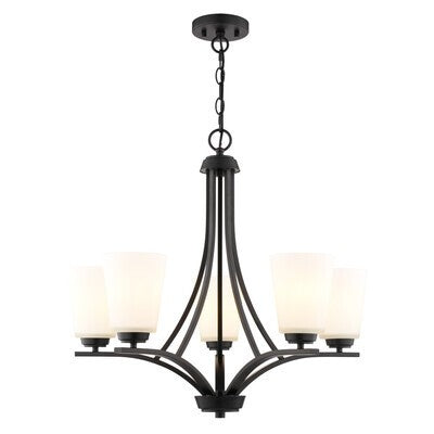 River Grove Five Light Chandelier Matte Black