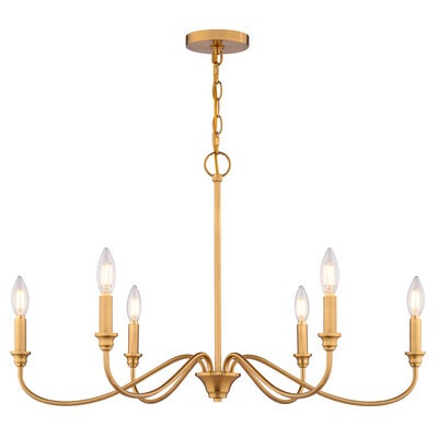 Annabelle Six Light Chandelier Muted Brass