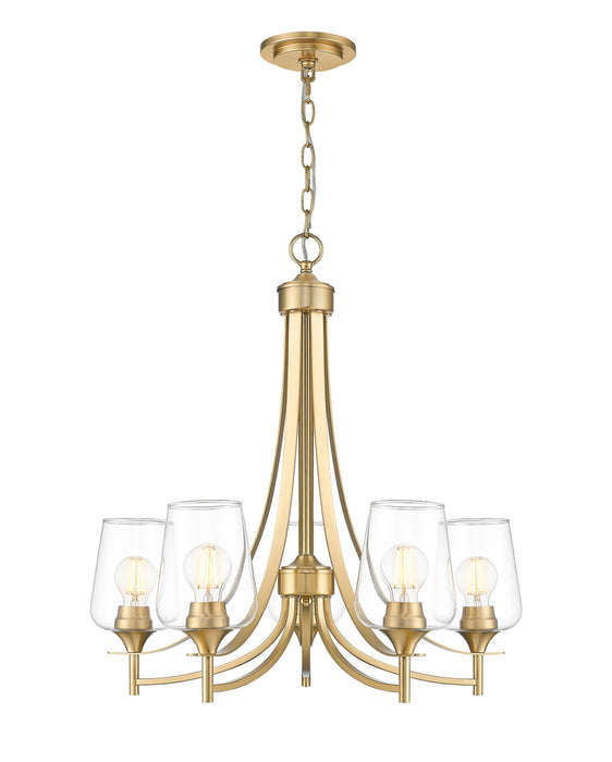 Z-Lite - 473-5BBR - Five Light Chandelier - Joliet - Burnished Brass