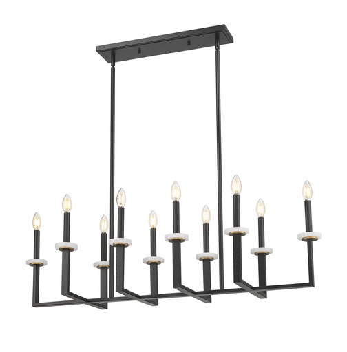 Gaultier Ten Light Linear Chandelier Matte Black+Mordern Gold