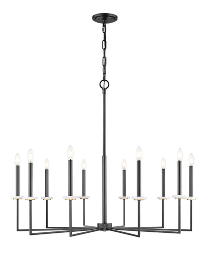 Gaultier Ten Light Chandelier Matte Black+Mordern Gold