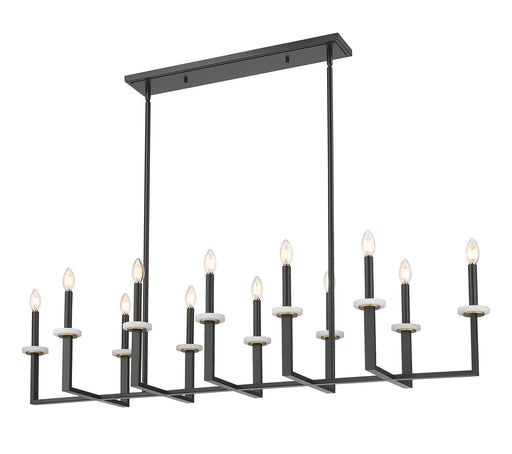 Gaultier 12 Light Linear Chandelier Matte Black+Mordern Gold