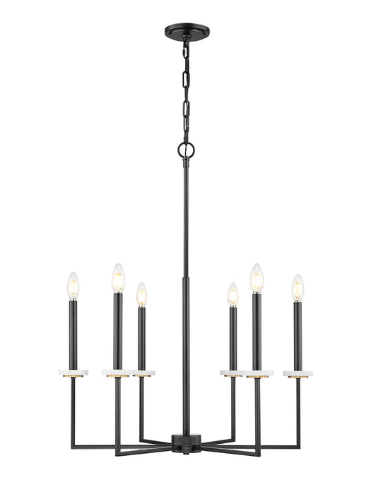 Z-Lite - 6100-6MB - Six Light Chandelier - Gaultier - Matte Black+Mordern Gold