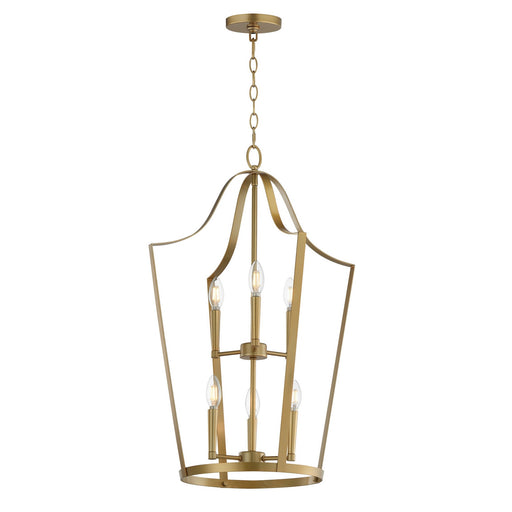Arden Six Light Pendant Natural Aged Brass