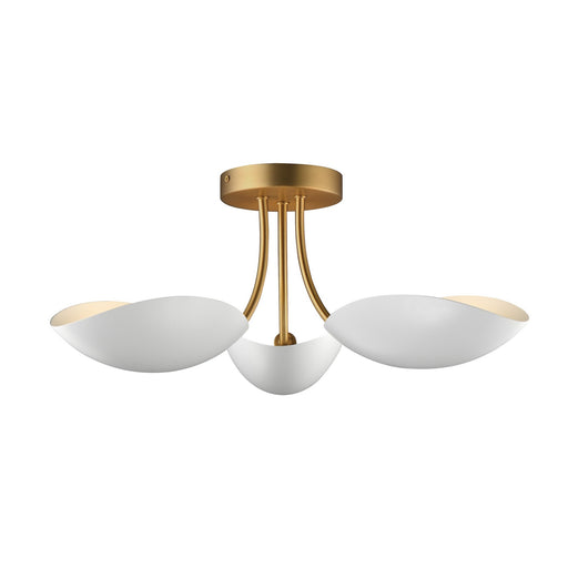 Maxim - 10823WTNAB - Three Light Semi Flush Mount - Maris - White/Natural Aged Brass