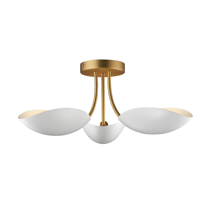 Maxim - 10823WTNAB - Three Light Semi Flush Mount - Maris - White/Natural Aged Brass
