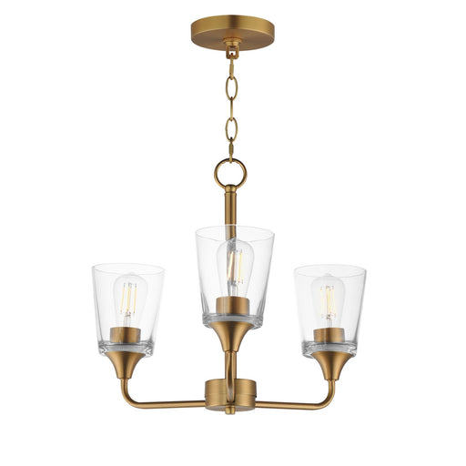 Hudson Three Light Chandelier Natural Aged Brass