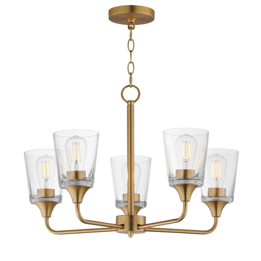 Hudson Five Light Chandelier Natural Aged Brass