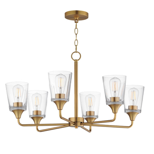 Hudson Six Light Chandelier Natural Aged Brass