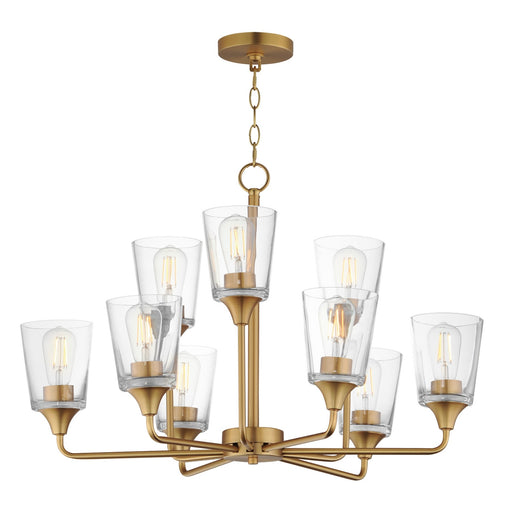Hudson Nine Light Chandelier Natural Aged Brass