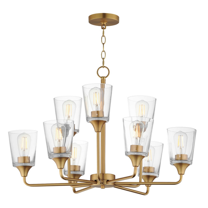 Maxim - 12879CLNAB - Nine Light Chandelier - Hudson - Natural Aged Brass