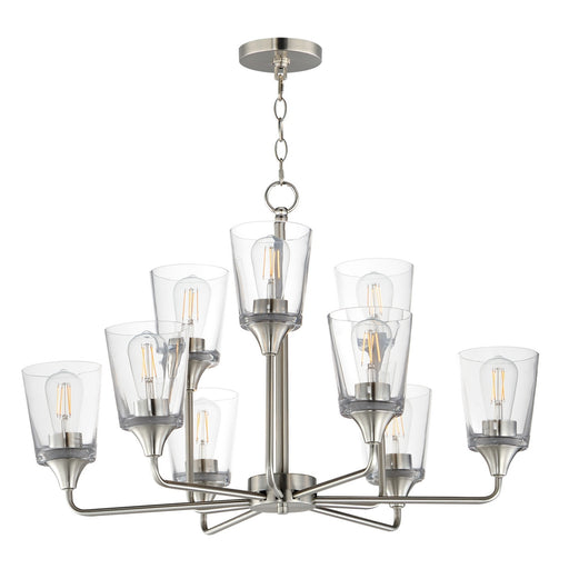 Hudson Nine Light Chandelier Satin Nickel