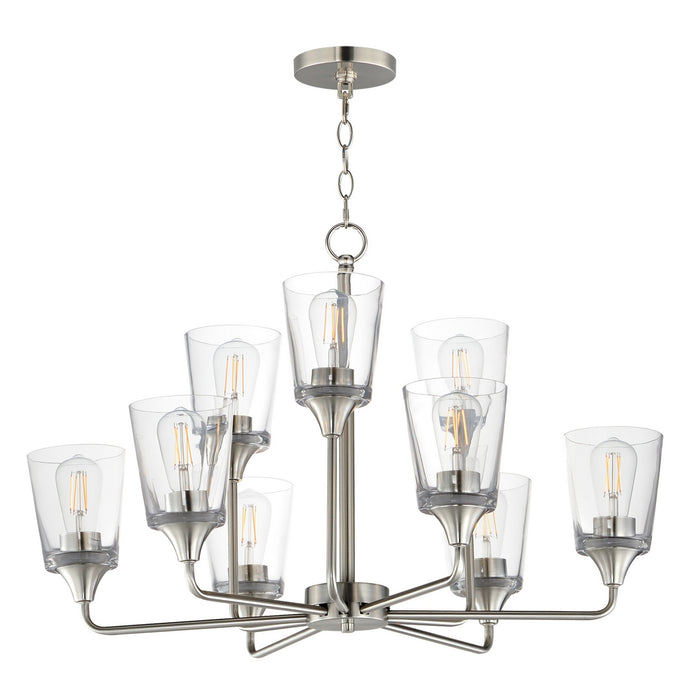 Maxim - 12879CLSN - Nine Light Chandelier - Hudson - Satin Nickel
