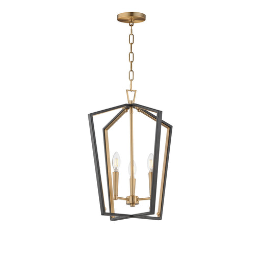 Maxim - 28613BKNAB - Three Light Pendant - Melrose - Black / Natural Aged Brass