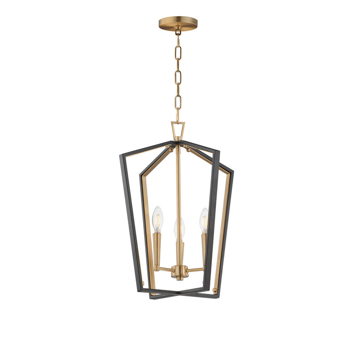 Maxim - 28613BKNAB - Three Light Pendant - Melrose - Black / Natural Aged Brass