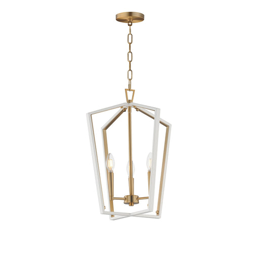 Maxim - 28613WTNAB - Three Light Pendant - Melrose - White/Natural Aged Brass