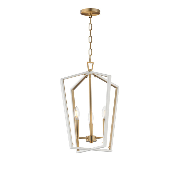 Maxim - 28613WTNAB - Three Light Pendant - Melrose - White/Natural Aged Brass