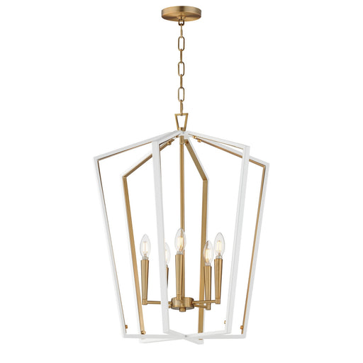 Maxim - 28615WTNAB - Five Light Pendant - Melrose - White/Natural Aged Brass