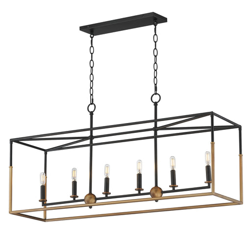 SoHo Six Light Linear Pendant Black/Weathered Brass