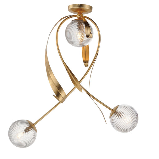 Firenze Three Light Flush Mount Gold Leaf