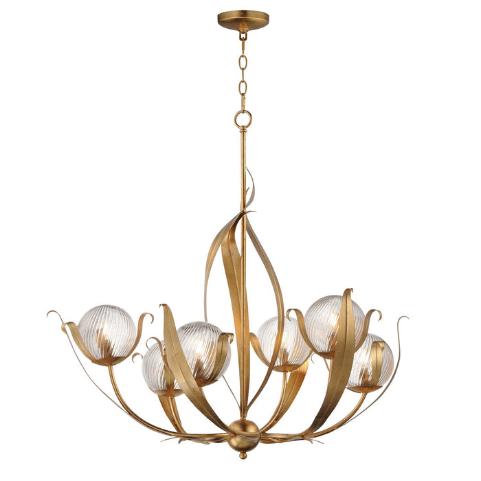 Maxim - 28716CRGL - Six Light Chandelier - Firenze - Gold Leaf