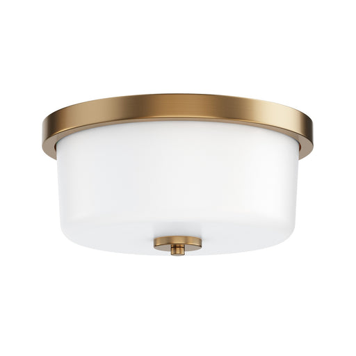 Fuller Two Light Flush Mount Natural Aged Brass