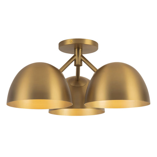 Fosso Three Light Semi-Flush Mount Brushed Gold