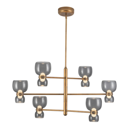 Alora - CH310336VBSM - LED Chandelier - Sutton - Vintage Brass/Smoked Glass