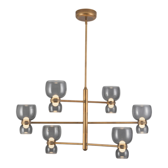 Alora - CH310336VBSM - LED Chandelier - Sutton - Vintage Brass/Smoked Glass
