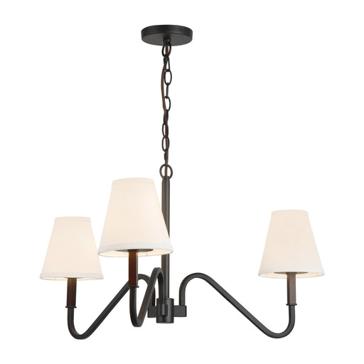 Alora - CH445330MBWL - Three Light Chandelier - Sloan - Matte Black/White Linen