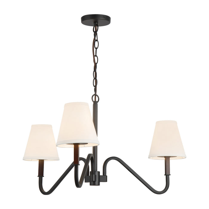 Alora - CH445330MBWL - Three Light Chandelier - Sloan - Matte Black/White Linen