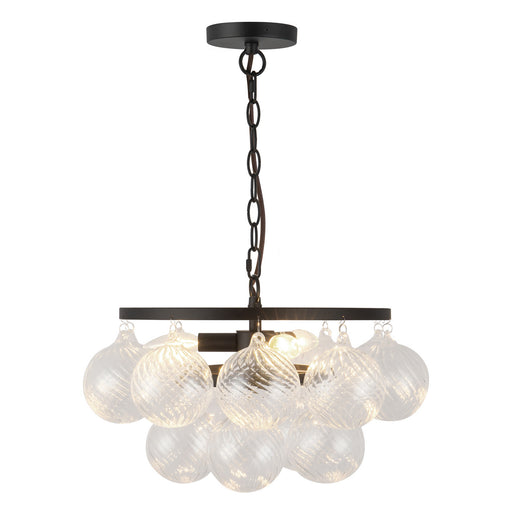Alora - CH654318MBRC - Three Light Chandelier - Faye - Matte Black/Clear Ribbed Glass