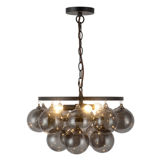 Alora - CH654318MBSM - Three Light Chandelier - Faye - Matte Black/Smoked Solid Glass