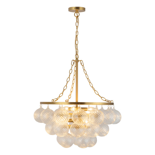 Alora - CH654624BGRC - Six Light Chandelier - Faye - Brushed Gold/Clear Ribbed Glass