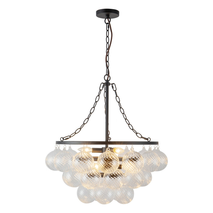Alora - CH654624MBRC - Six Light Chandelier - Faye - Matte Black/Clear Ribbed Glass