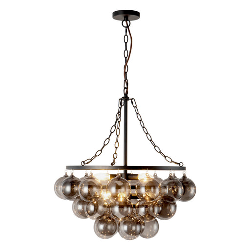 Alora - CH654624MBSM - Six Light Chandelier - Faye - Matte Black/Smoked Solid Glass