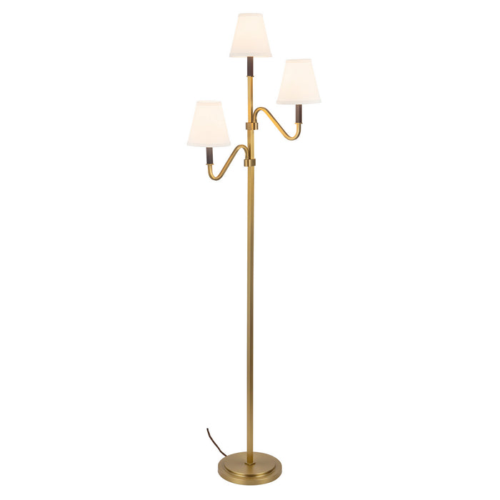 Alora - FL445368BGWL - Three Light Floor Lamp - Sloan - Brushed Gold/White Linen