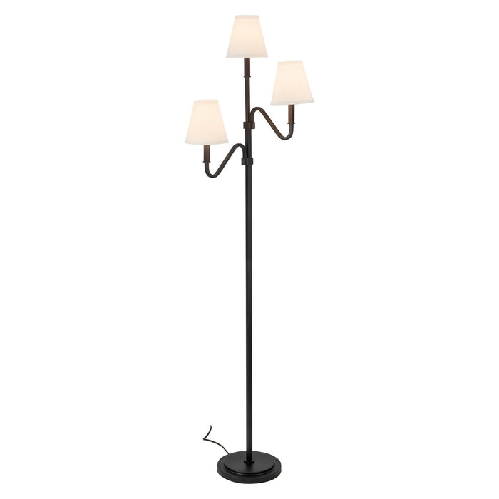 Alora - FL445368MBWL - Three Light Floor Lamp - Sloan - Matte Black/White Linen