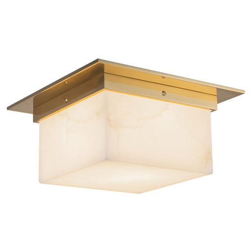Mineral Two Light Flush Mount Patina Brass/Alabaster