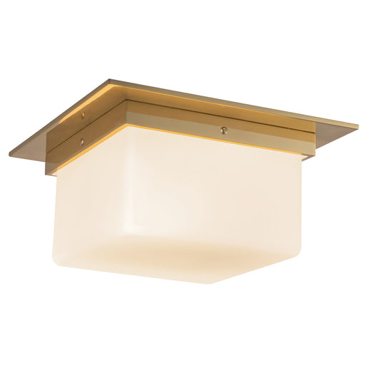 Mineral Two Light Flush Mount Patina Brass/Opal Glass