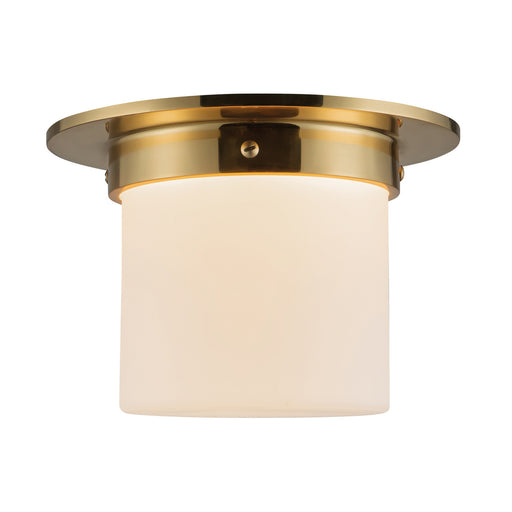Mineral One Light Flush Mount Patina Brass/Opal Glass