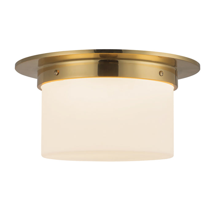 Alora - FM360115PTBOP - Two Light Flush Mount - Mineral - Patina Brass/Opal Glass