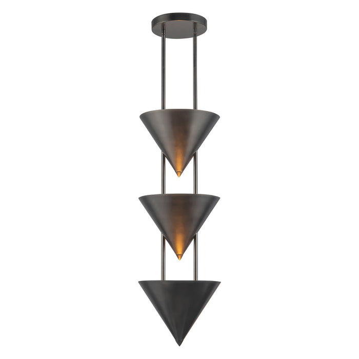 Alora - PD341328STA - Three Light Pendant - Versus - Aged Steel