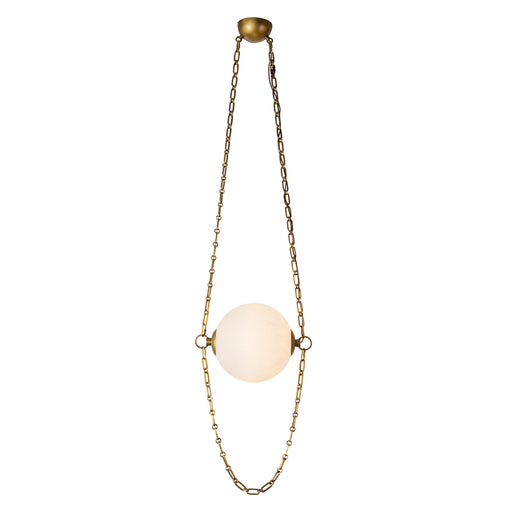 Alora - PD372010VBCDG - LED Pendant - Petra - Vintage Brass/Cloud Glass
