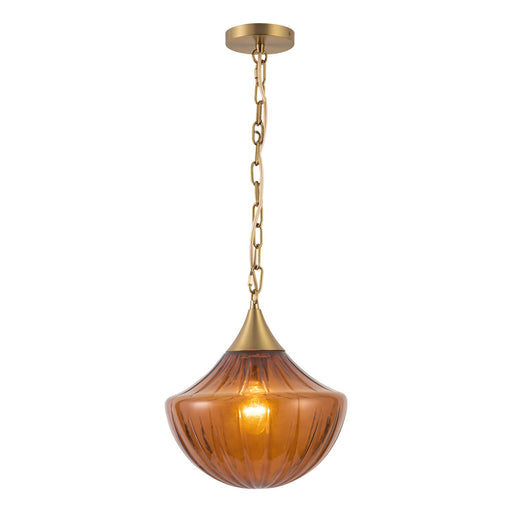 Alora - PD651012BGAM - One Light Pendant - Farrah - Brushed Gold/Amber