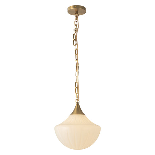Alora - PD651012BGGR - One Light Pendant - Farrah - Brushed Gold/Glossy Ribbed Opal Glass