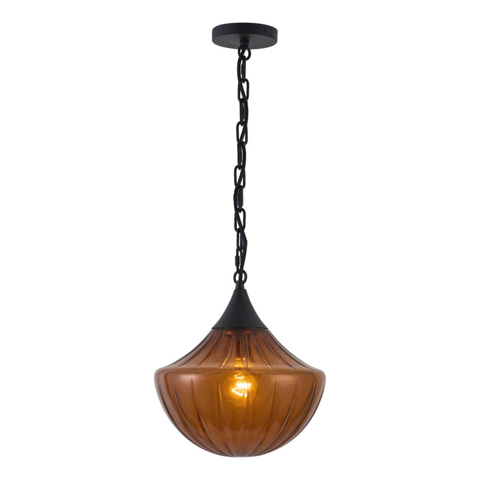 Alora - PD651012MBAM - One Light Pendant - Farrah - Matte Black/Amber